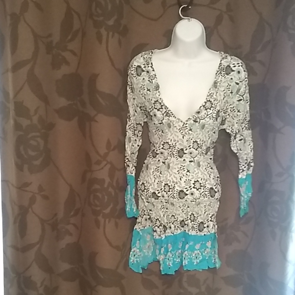 Women's beaded shirt dress